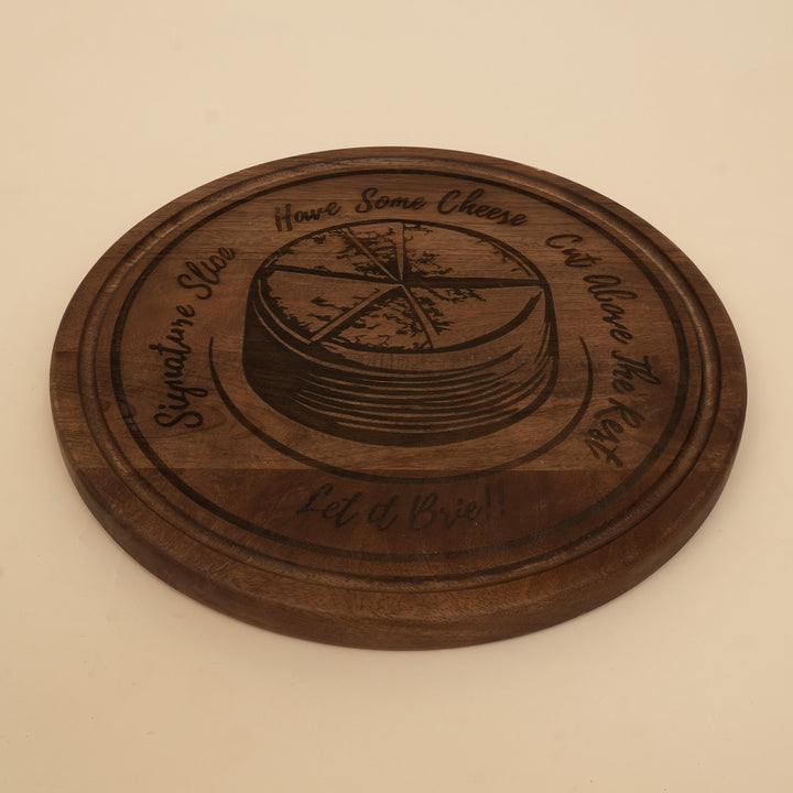 Handcrafted mango wood round cheese board platter