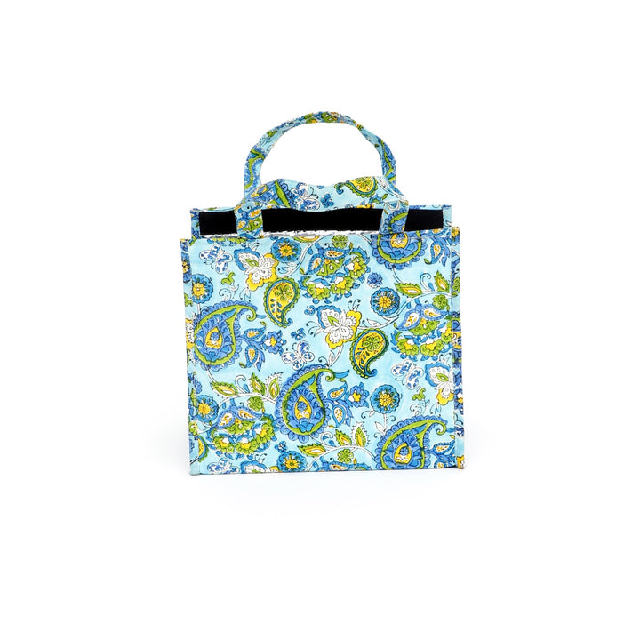 Insulated Cotton Lunch Bag Set of 2, Blue Paisley Spiral, view 5
