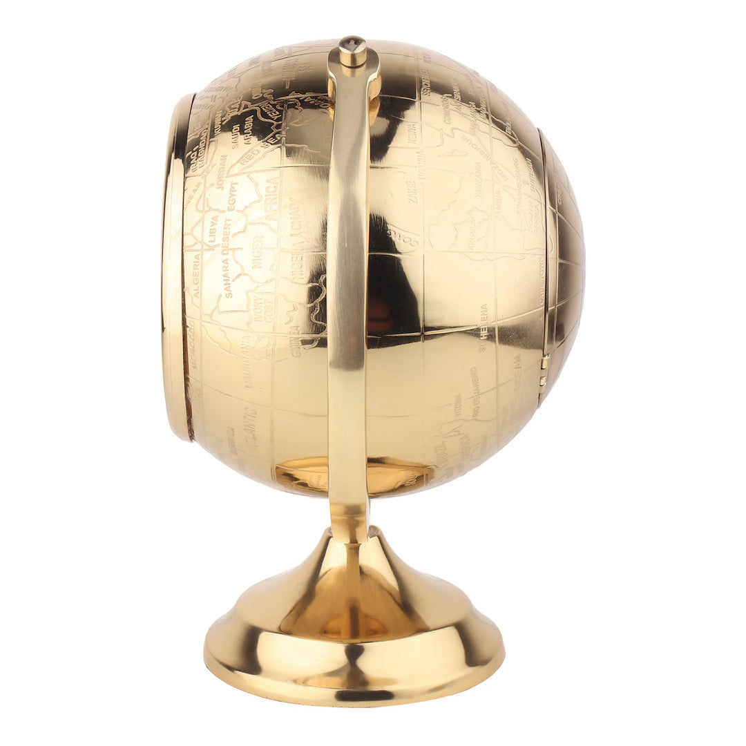 Expobazaar The Etched World Gold Aluminium Table Clock