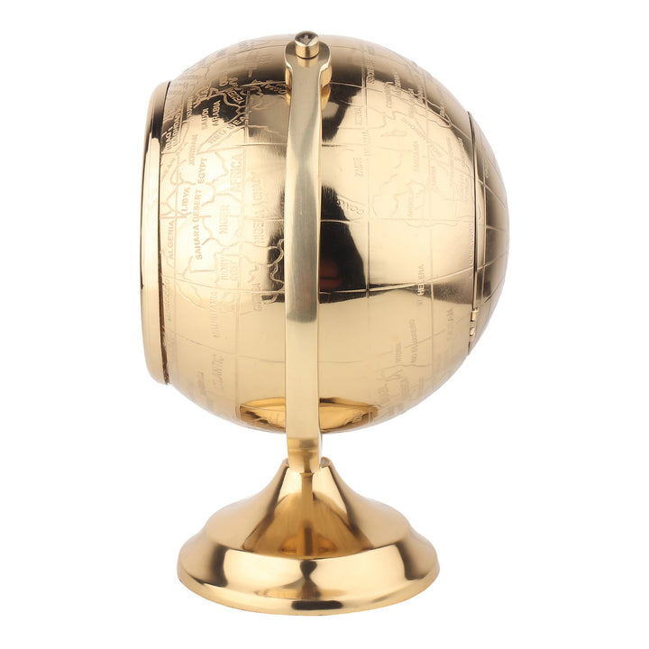 Expobazaar The Etched World Gold Aluminium Table Clock