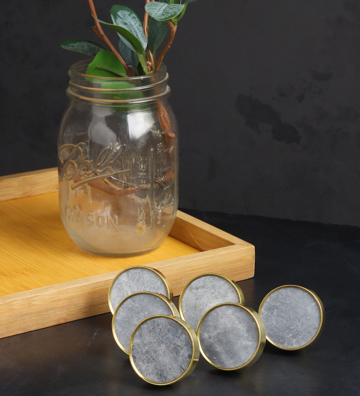 Marquise Natural Marble Drawer Knobs Set of 6 view 2