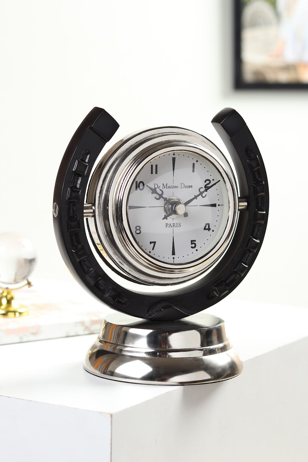Expobazaar Equestrian Table Clock in Silver