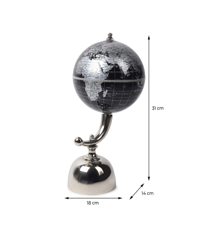 Noir Meridian Black and Silver Desktop World Globe view 3