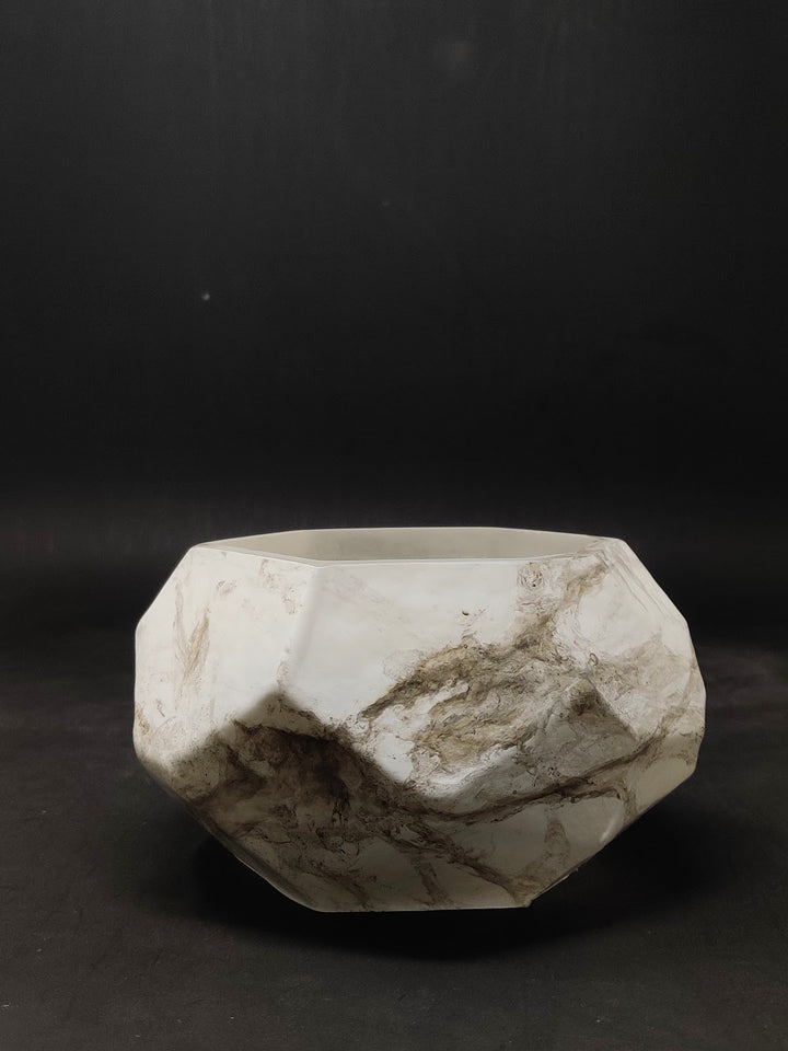 Expobazaar Matte White Marble Glass Candle Holder