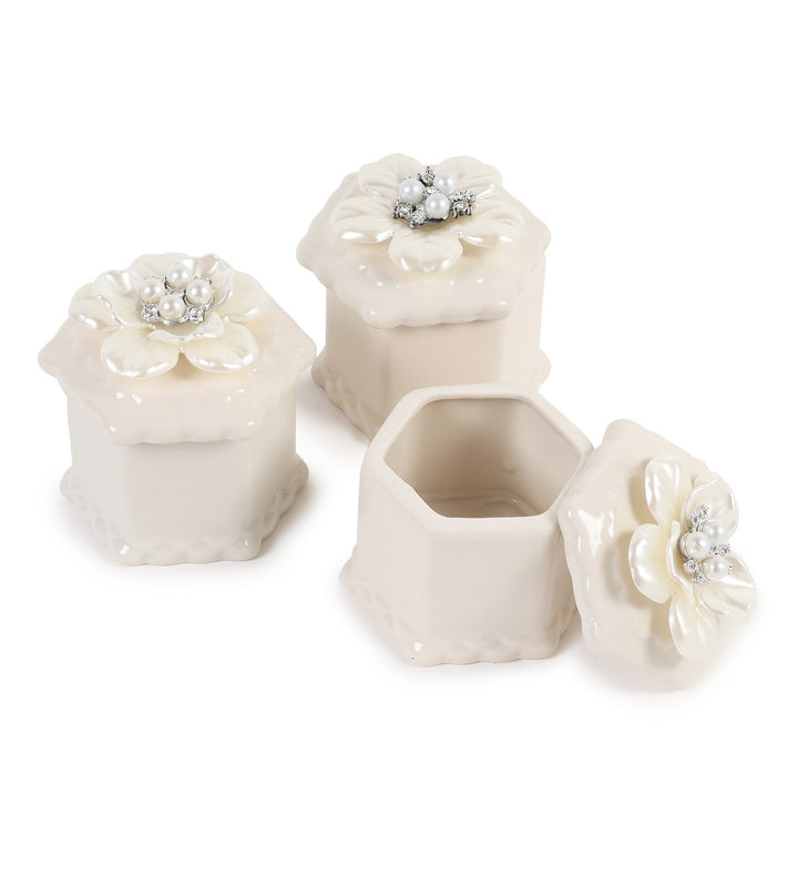 Florabelle Floral Porcelain Trinket Box Set of 3 view 5