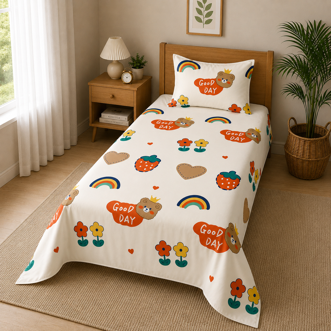 Kids Playful Rainbow Print Bedsheet