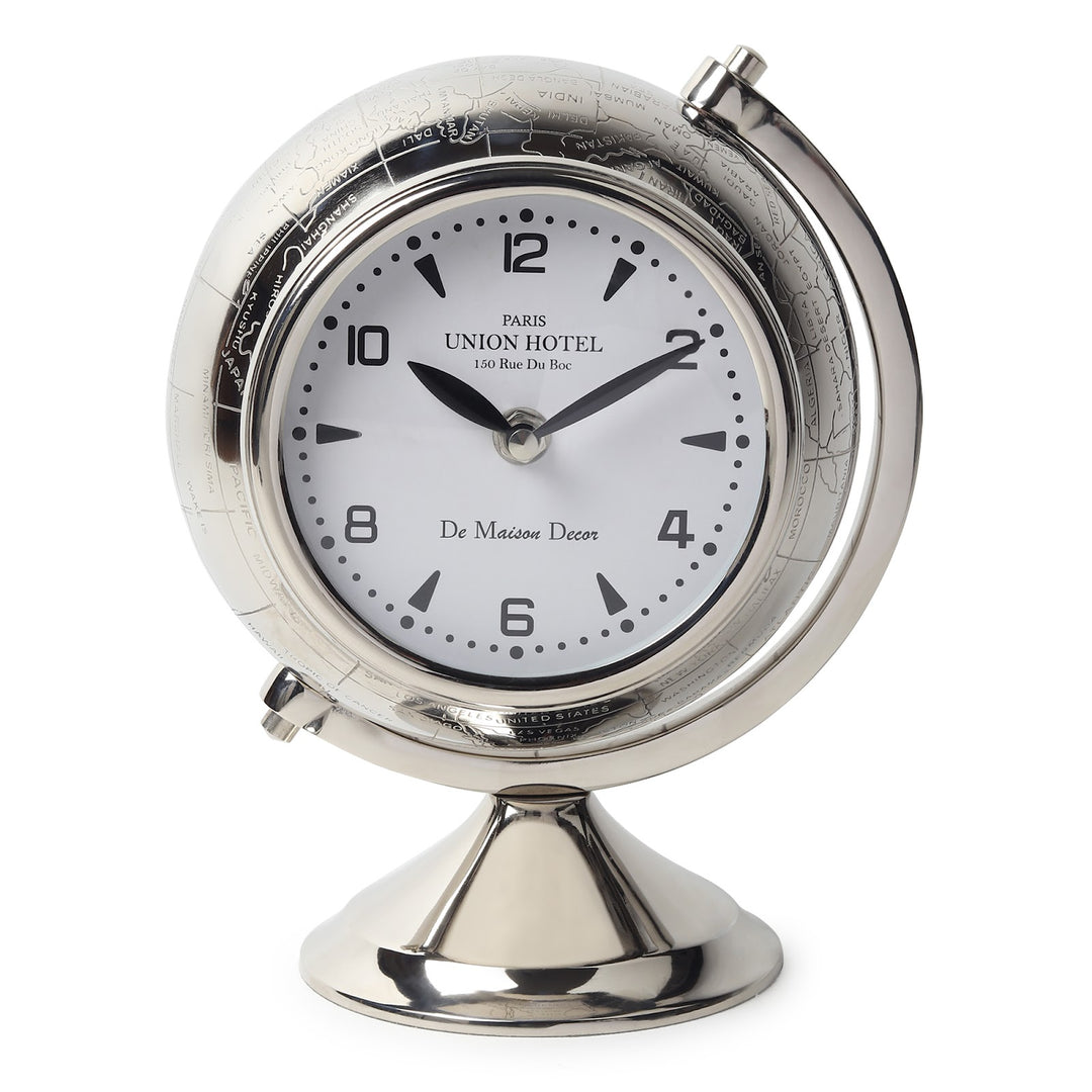 Expobazaar The Etched World Table Clock in Silver