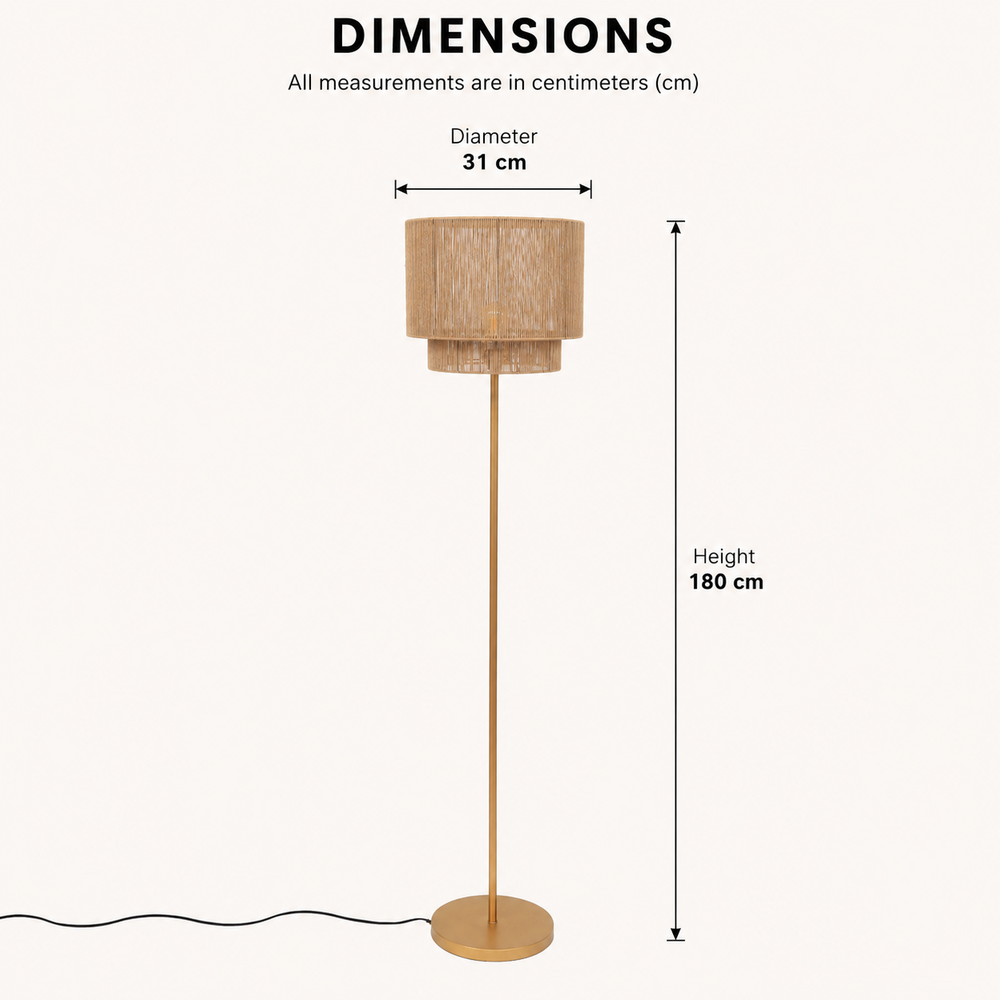 Rope & Iron Floor Lamp for Living Room view 1