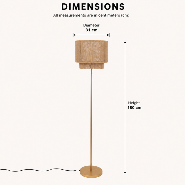 Rope & Iron Floor Lamp for Living Room view 1