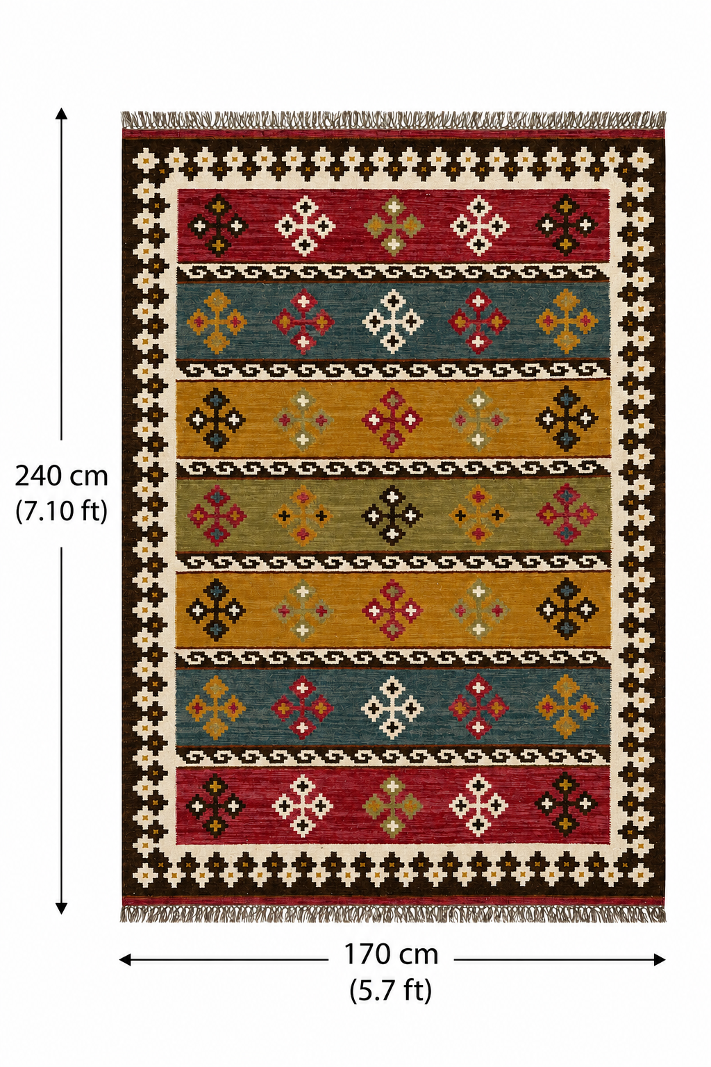 Red Tribal Handwoven Wool Kilim Rug