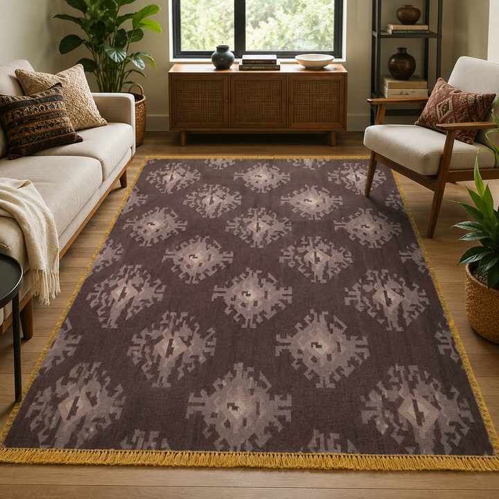 Expobazaar handwoven wool patch kilim rug VCD-10048
