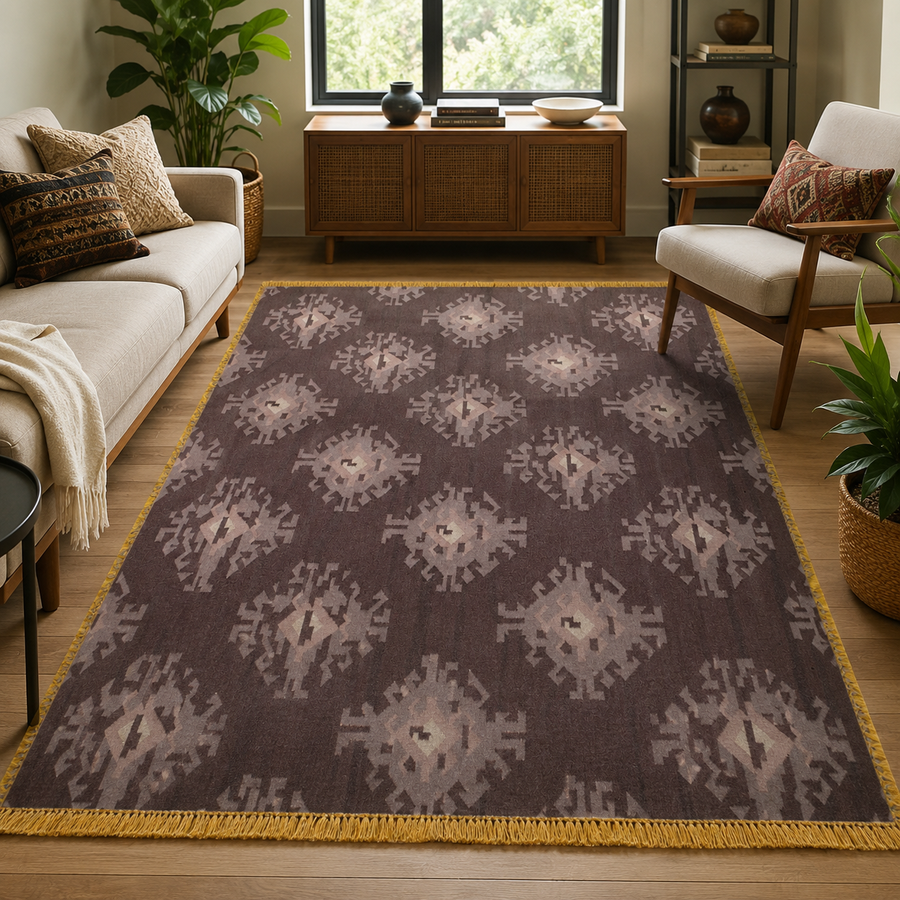 Expobazaar handwoven wool patch kilim rug VCD-10048