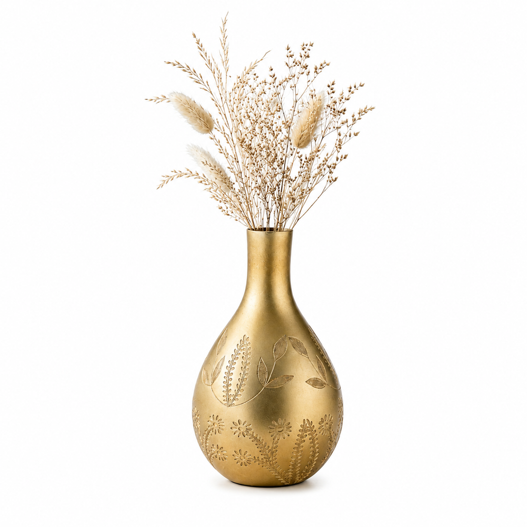 Glass Flower Vase, Gold