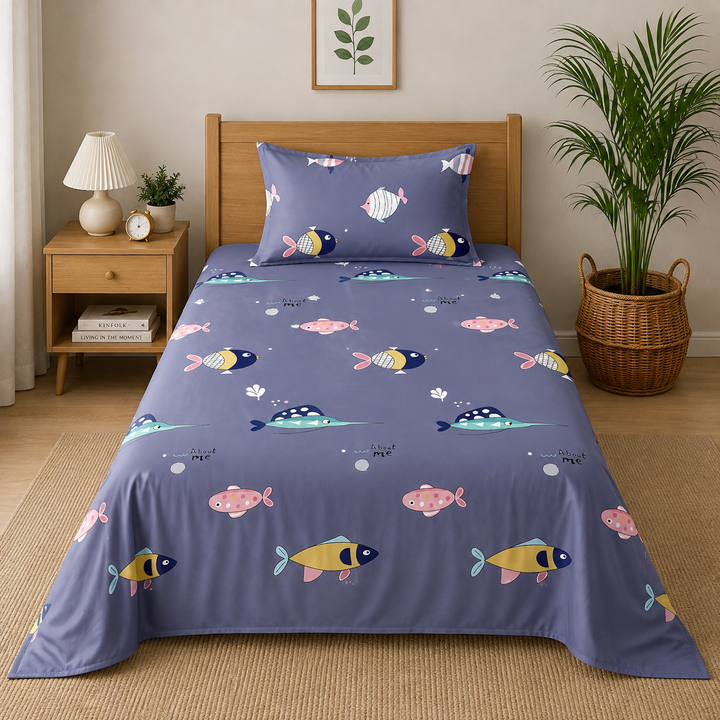 Kids Playful Animal Print Bedsheet