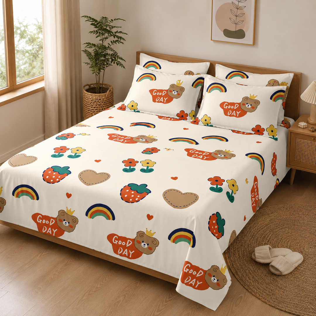 Kids Playful Rainbow Print Bedsheet