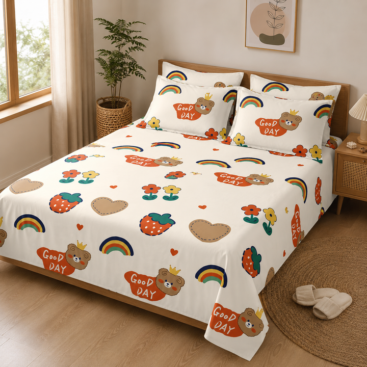 Kids Playful Rainbow Print Bedsheet