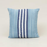 Blue Striped Boho Cotton Cushion in blue and white stripe