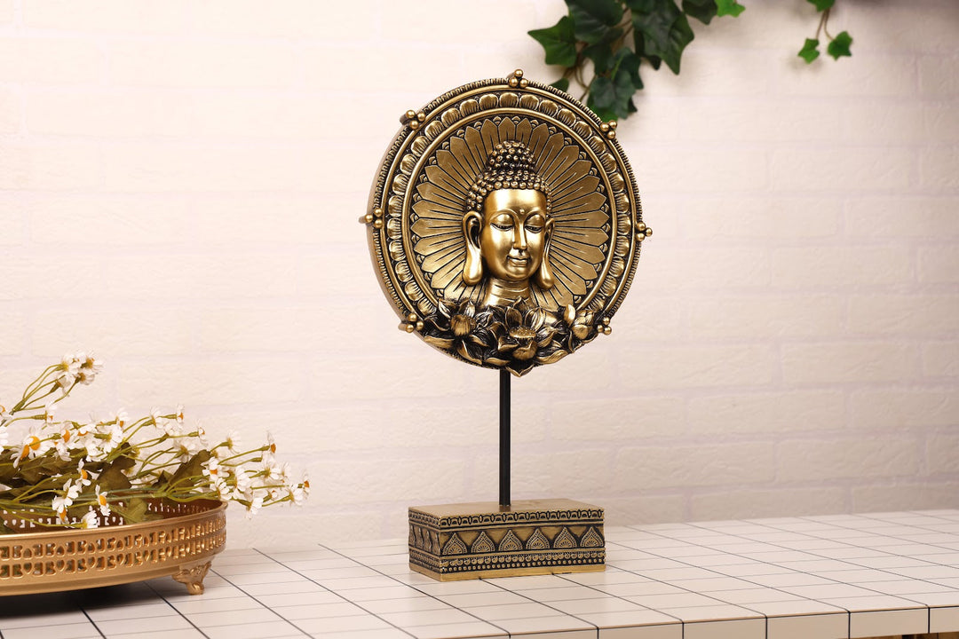 Expobazaar Antique Buddha Head Resin Sculpture for Peaceful Decor
