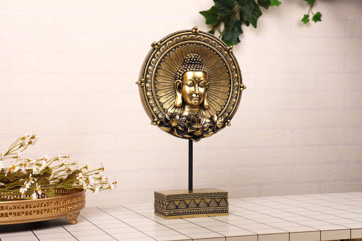Expobazaar Antique Buddha Head Resin Sculpture for Peaceful Decor