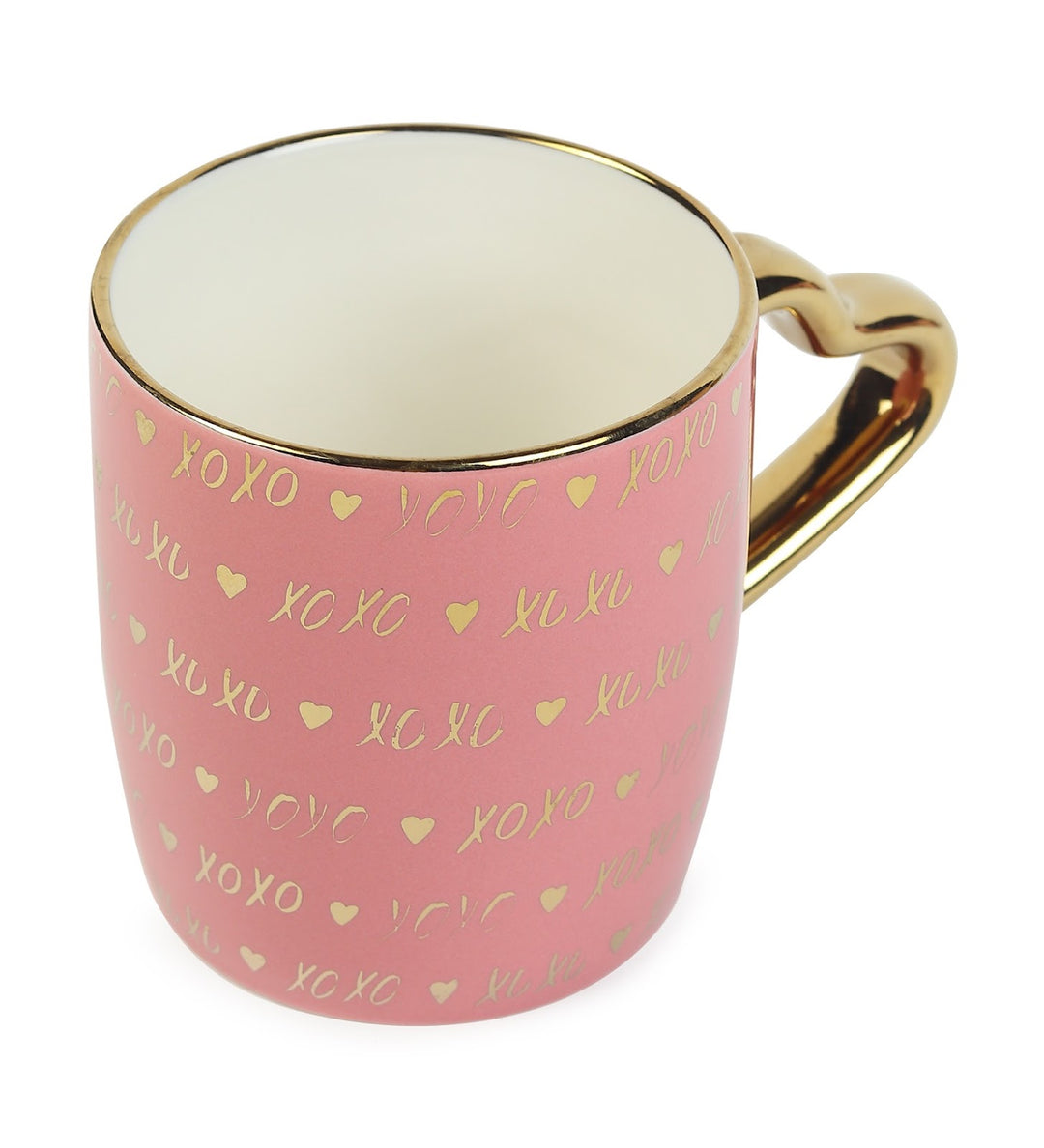 Love Quote Ceramic Coffee Mug with Gold Heart Handle Sweetie XOXO Pink view 6