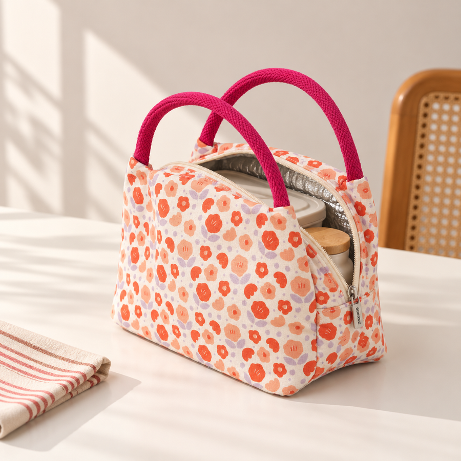 Thermal Insulated Lunch Tote, Floral Print, View 6