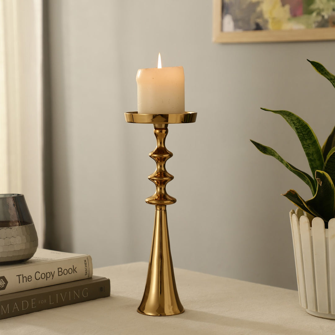 Expobazaar Altar Flame Gold Candle Holder