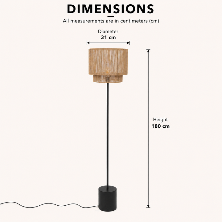Rope & Iron Floor Lamp for Living Room view 1