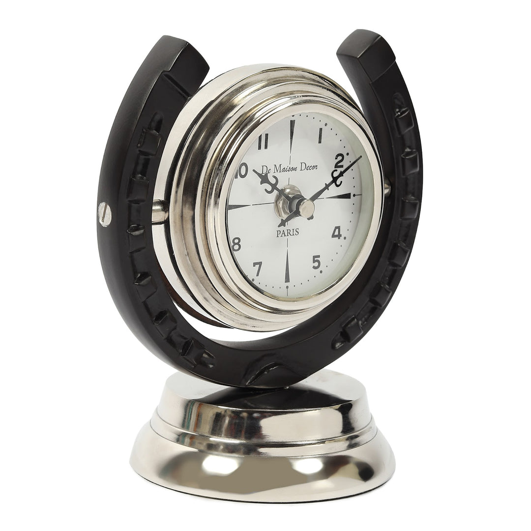 Expobazaar Equestrian Table Clock in Silver