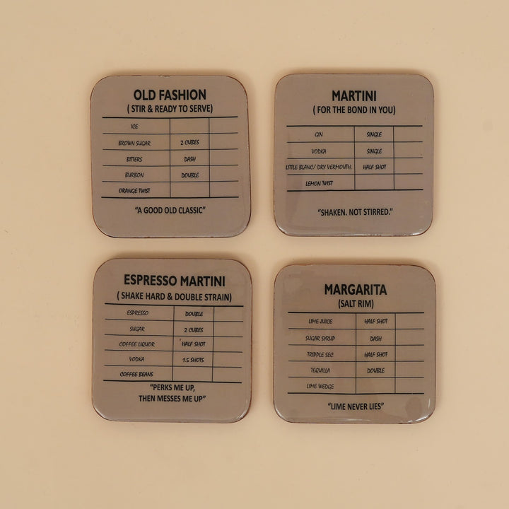 Enamel cocktail coaster set of four