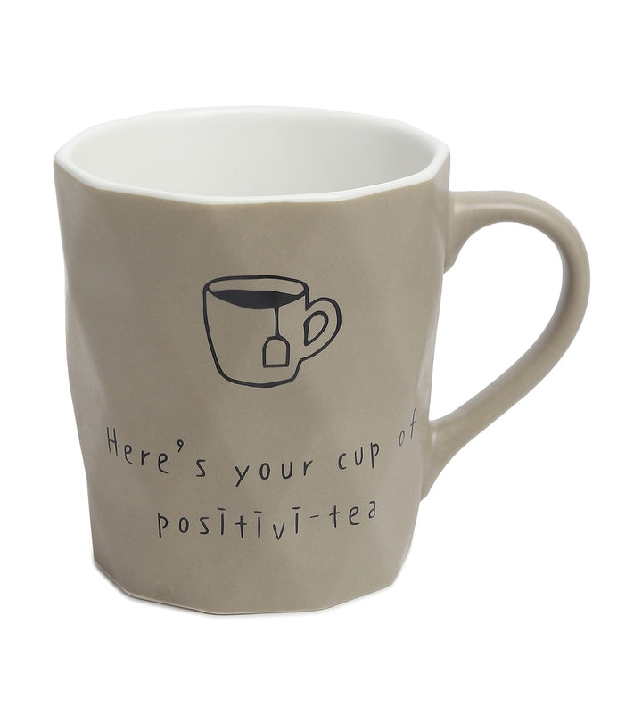 Positive-Tea Ceramic Tea Cup with Quote Grey view 4