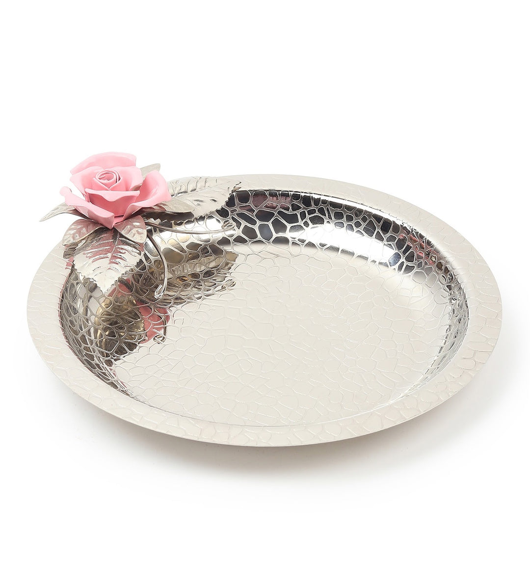 Petal Eclat Round Stainless Steel Serving Plate Pink view 5