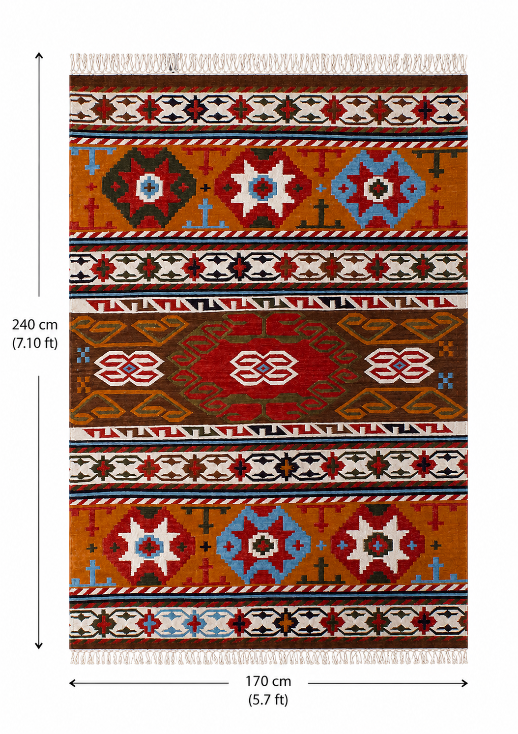 Terracotta Handwoven Wool Kilim Rug