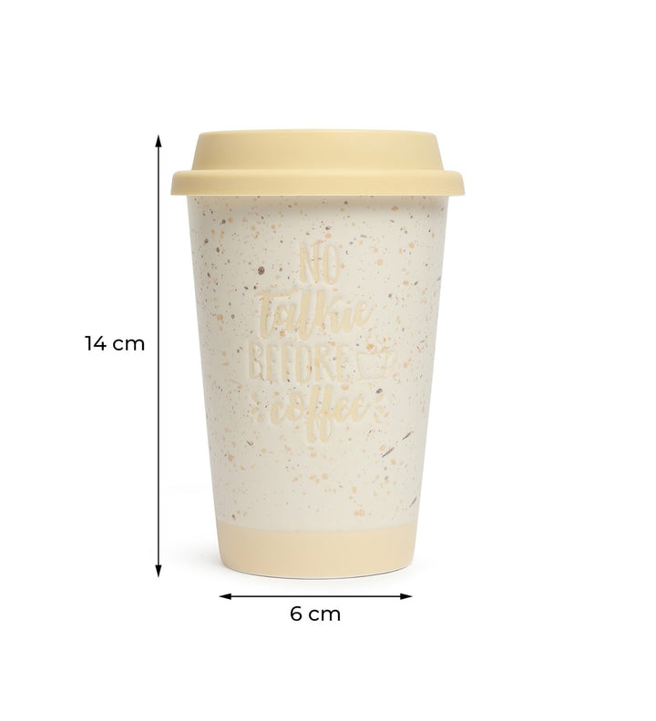 Coffee First Terrazzo Ceramic Coffee Mug Yellow view 3