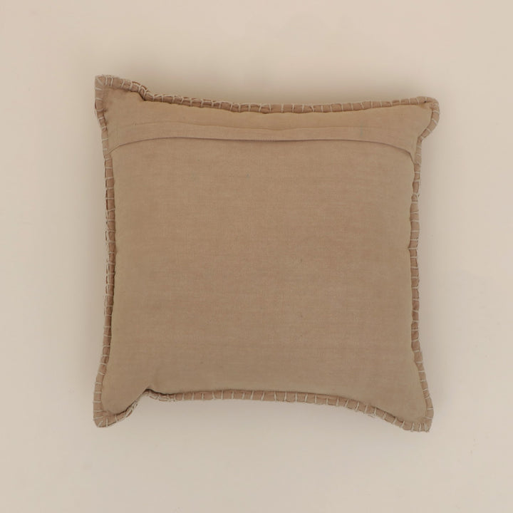 Camel Velvet Blanket Stitch Cushion, View 3