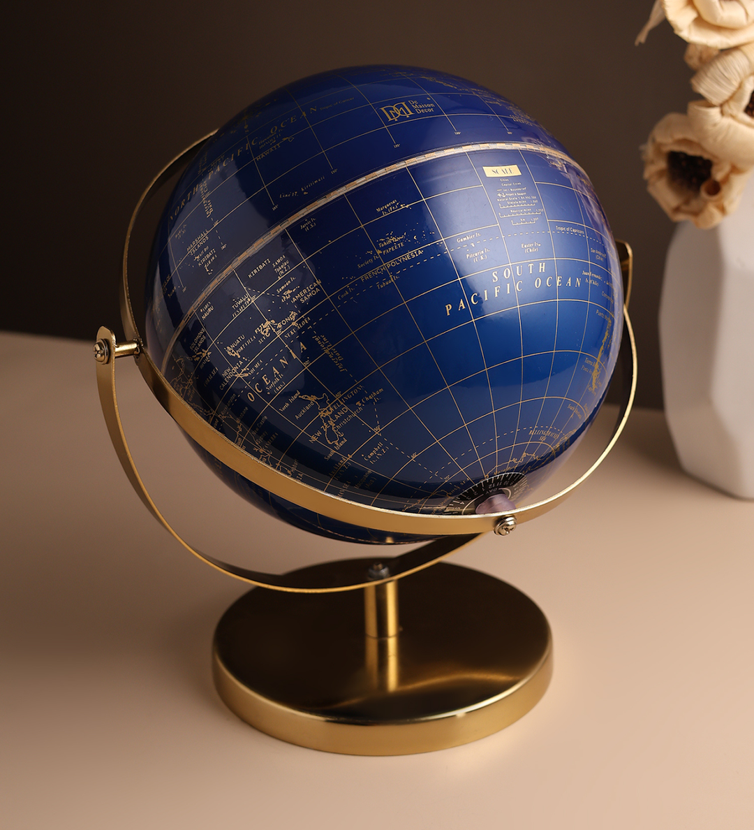 Navigator's Sphere Blue and Gold Antique Brass Globe view 2