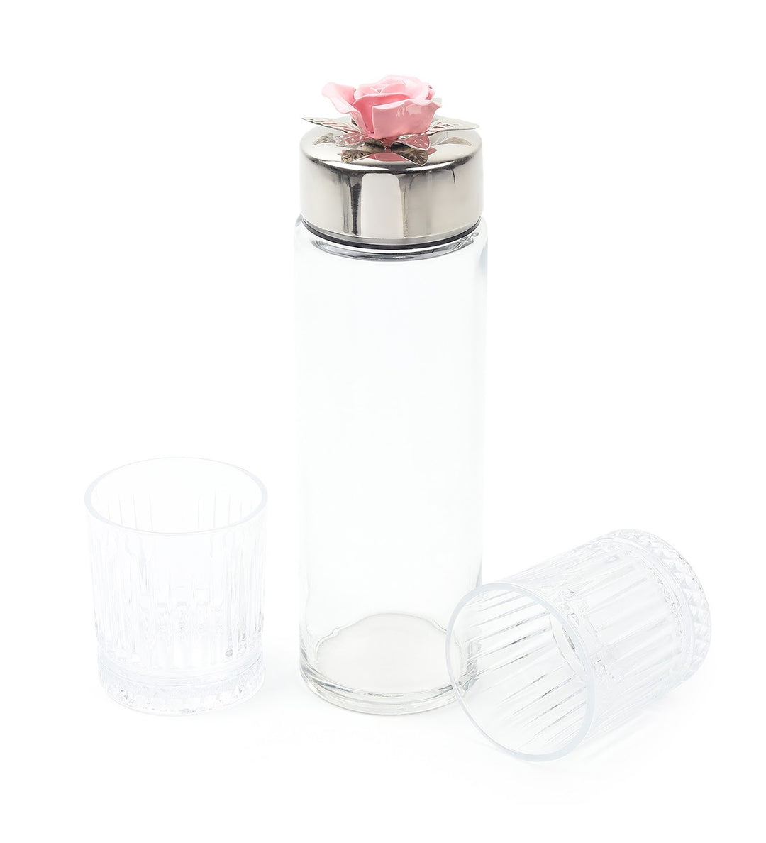 Petal Eclat Glass Water Bottle and Glass Set Pink view 6