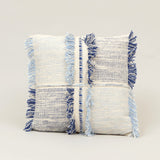 Azure Panel Cotton Cushion in blue and beige