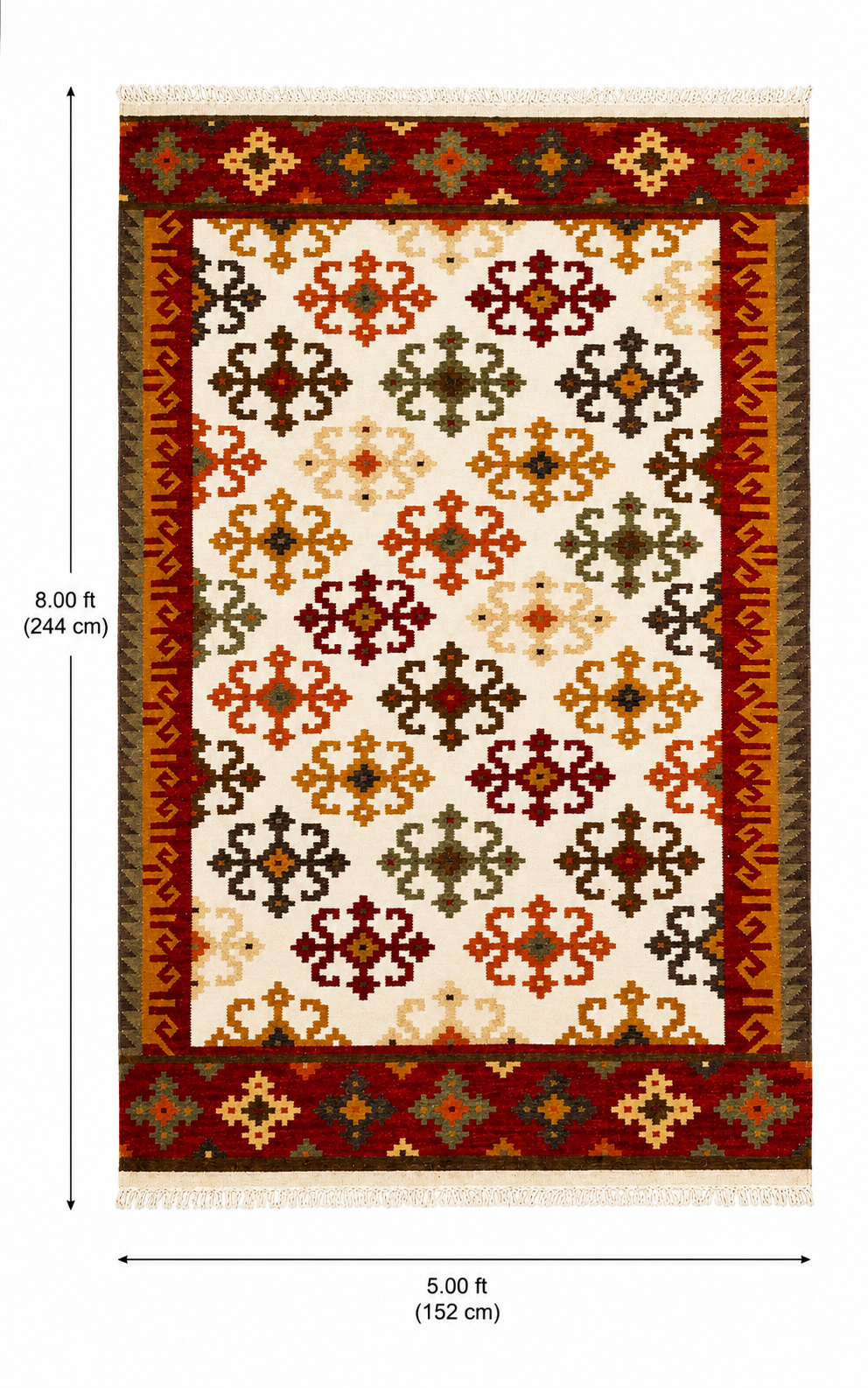 Natural Beige Handwoven Wool Kilim Rug