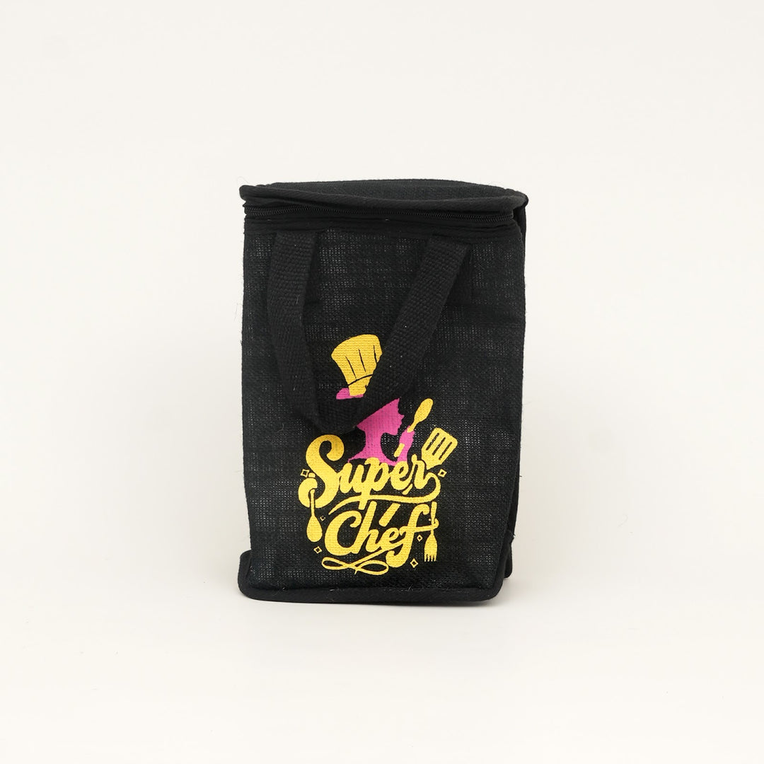Insulated Jute Lunch Bag, Super Chef Print, View 3