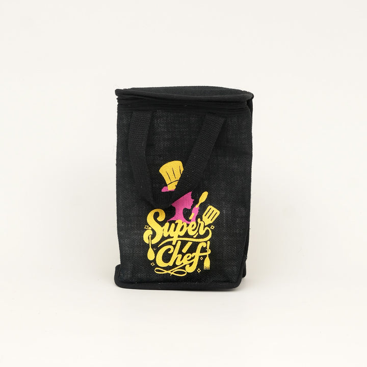 Insulated Jute Lunch Bag, Super Chef Print, View 3