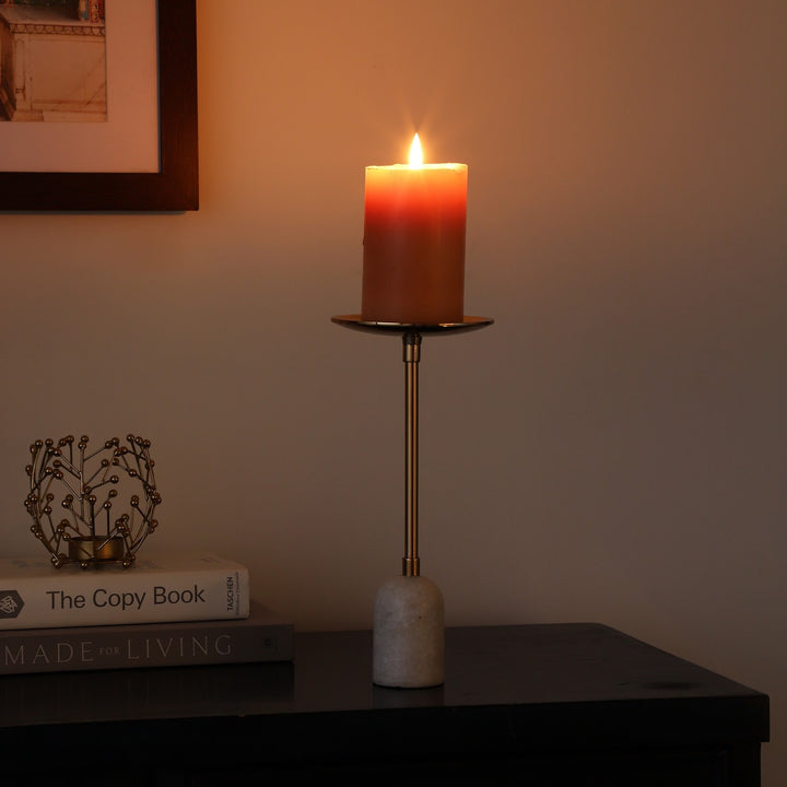 Expobazaar Marble Pillar Candle Large Stand In Gold