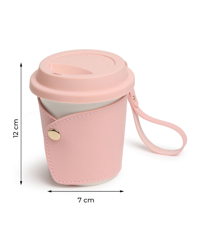 Little Latte Ceramic Coffee Tumbler with Lid Pink view 3