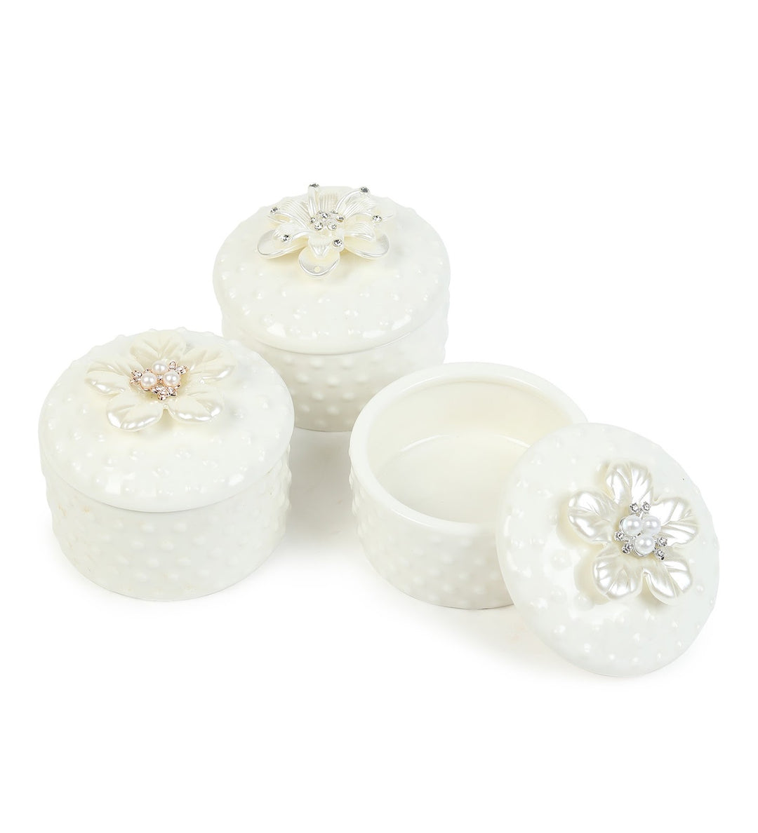 Pearlpetal Pearl and Flower Porcelain Trinket Box Set view 6