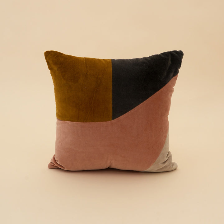 Colour Block Cotton Velvet Cushion, View 3