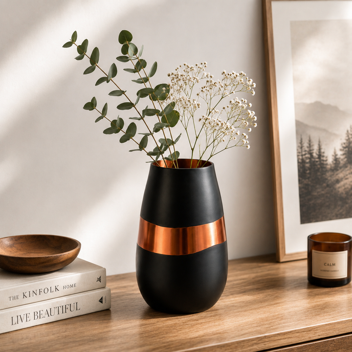 Glass Flower Vase, Black