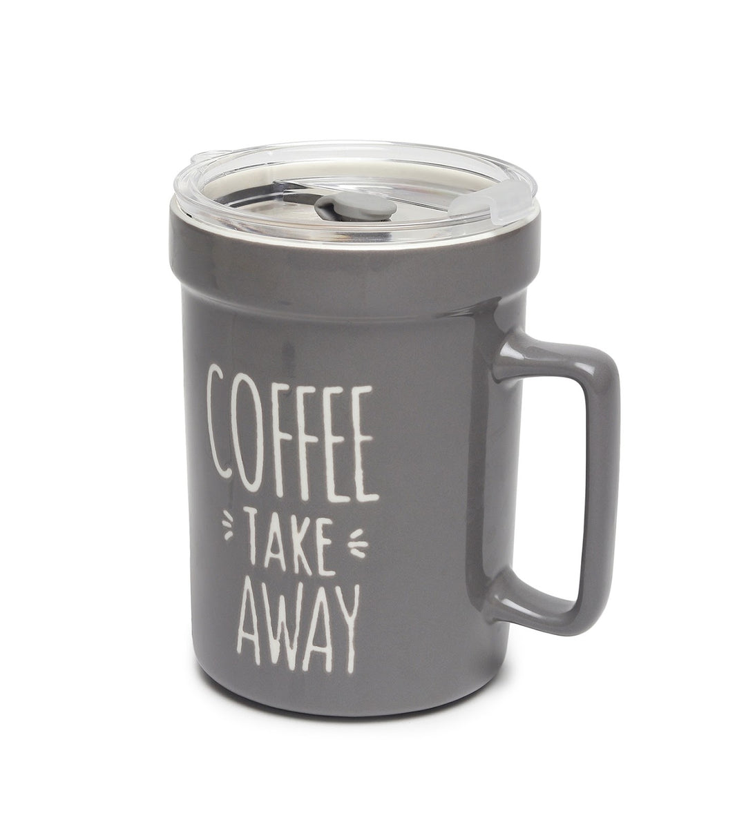 Mugsy Grey Ceramic Coffee Mug with Cafe Inscription Coffee Take Away view 4