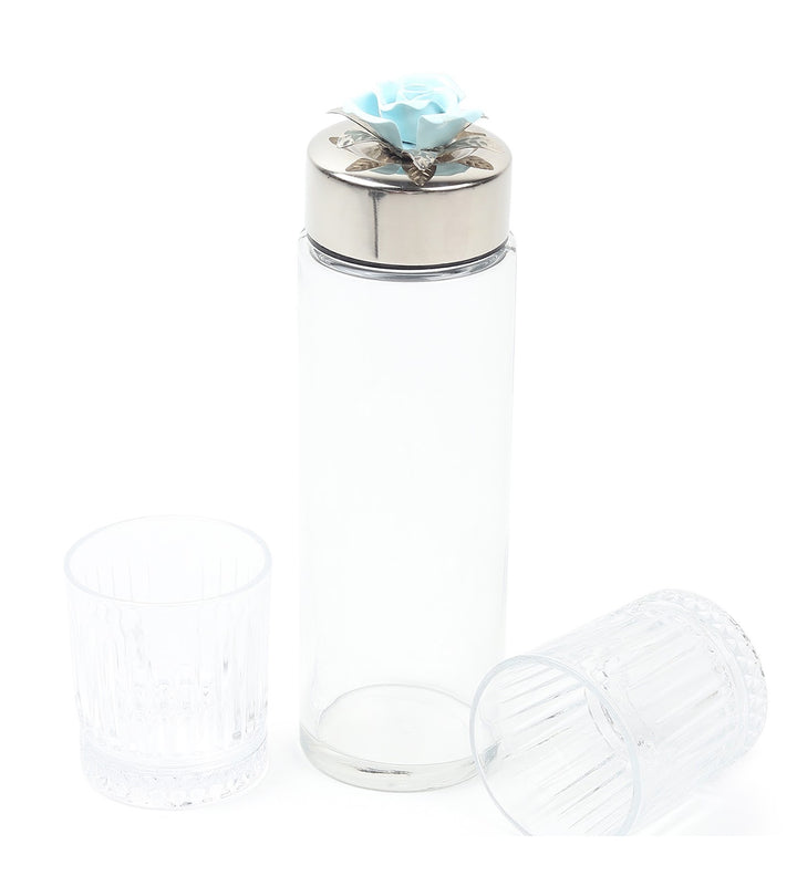 Petal Eclat Glass Water Bottle and Glass Set Blue view 5