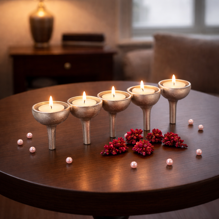 Expobazaar Rivera Candle & T-Light holder medium Silver