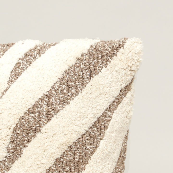 Atlas Chevron Cotton Cushion in beige and brown