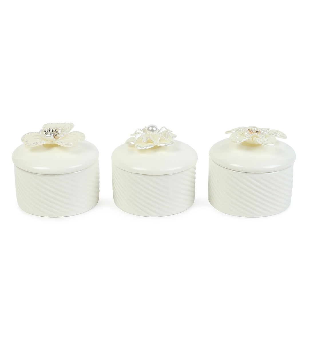 Florette Ribbed Porcelain Trinket Box Set view 4
